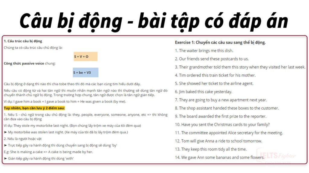 Bài Tập Tiếng Anh Câu Bị Động